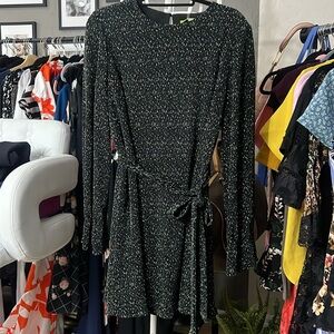 Gianna Bini EUC XL Green black party Dress long belled sleeve